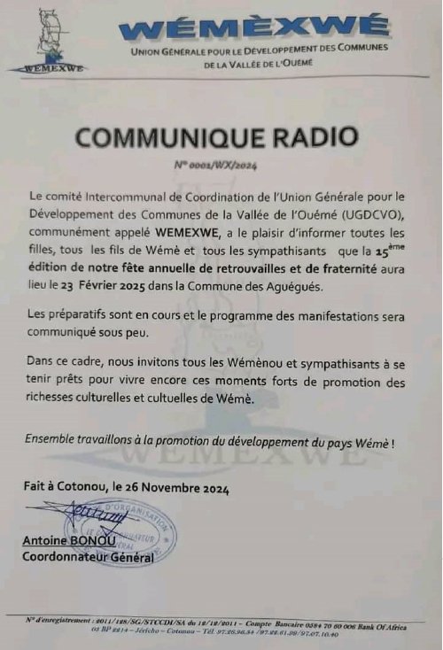 15ème Édition de WEMEXWE aux Aguégués Communiqué